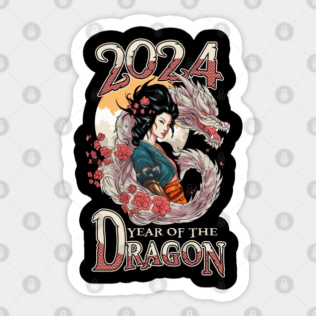 Chinese New Year of the Dragon 2024 Geisha Dragon Sticker by creative